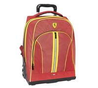 FERRARI KIDS - Zaino Scuola Trolley Ufficiale Ferrari, Maniglia Regolabile, Spallacci Imbottiti e Regolabili, Ruote Ø 90 mm Sostituibili, Fondo Preformato Impermeabile, 36x47Hx23 cm, Rosso
