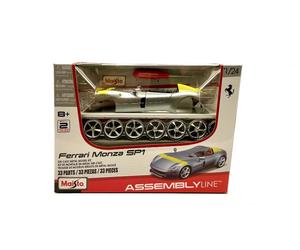 Ferrari Monza Silver / Yellow Die-Cast Metal 1:12 Model Kit 39140 MAISTO