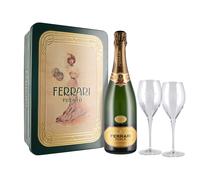 Ferrari Perlé Trento Brut DOC 2019 0,75 ℓ, Confezione con flûtes