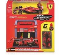BBURAGO PIT STOP Ferrari SF-24#16 Leclerc, Playset con Diorama, Veicolo in Scala 1:43 e 6 Meccanici, Replica Dettagliata con Licenza Ufficiale Ferrari, Età Consigliata 3+ Anni
