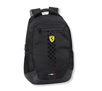 Ferrari - Zaino Organizzato Scuola e Tempo Libero, Spallacci Regolabili e Retro Imbottiti, Vano Principale e Frontale con Zip, Con Tasche Laterali - Nero, cm 28x40hx15