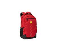 Ferrari - Zaino Organizzato Scuola e Tempo Libero, Spallacci Regolabili e Retro Imbottiti, Vano Principale e Frontale con Zip, Con Tasche Laterali - Rosso, cm 28x40hx15