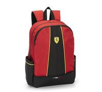 FERRARI - Zaino Organizzato Scuola Media, Superiore E Elementare, 2 Ampi Spazi Centrali Con Chiusura A Zip E Spallacci Regolabili, Vano Frontale Con Zip E Tasche Laterali - Cm 32x43Hx23, 31L - Rosso
