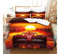 Ferrarii Racing Set Copripiumino Double（200x200cm）, Biancheria Da Letto The Setting Sun Formulaone Pattern Printed with Zipper Closure, Home Decro, Soft Microfiber Duvet Per Adulti E Bambini