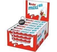 Ferrero, Kinder Maxi Barrette con Cioccolato Finissimo a Latte con Ripieno - Nuovo Formato in Box 36 x 21g (T1x36) con Portachiavi CAIYA®