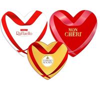 Ferrero Mix Scatola Regalo Cuore Mon Cheri, Raffaello e Ferrero Rocher Praline di Cioccolato Assortite 125g - Edizione 2024 [3 Confezioni]