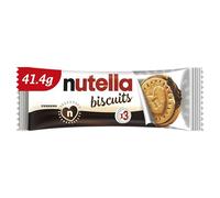 Nutella Biscuits - 84 Croccanti Biscotti con un Cremoso Ripieno di Nutella, con Farina di Frumento e Zucchero di Canna, Ideali come Colazione, Snack e Merenda, 28 Confezioni Monoporzione da 41,4 gr