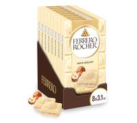 Ferrero Rocher Barrette di cioccolato di alta qualità, confezione da 8, cioccolato bianco e nocciola, 87,9 g ciascuna