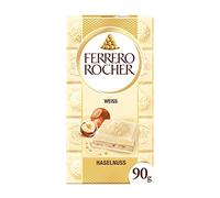 Ferrero Rocher White, Tavoletta ricoperta di cioccolato bianco (60%) con ripieno alla nocciola, 1 tavoletta da 90 g
