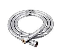 Ferrestock Fontastock - Tubo flessibile per doccia in acciaio inox, 1,70 a 2 metri, con guarnizioni in ottone, filettatura femmina 1/2" e dadi conici ed esagonali, cromato (vecchio modello)