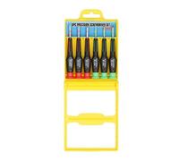 Ferrestock FSKCS6RP Set di 6 cacciaviti Piatti/Philips di precisione con manico in acetato bi-materiale con diversi colori per differenziarli, ideale per lavori di orologeria ed elettronica