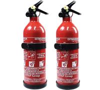 Ferretelix® Set 2 Estintori 1 kg Polvere ABC - con Supporto - Omologati per Auto, Casa, Ufficio, Camper o Barca