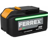 FERREX - Batteria agli ioni di litio da 20 V, 4 Ah, batteria di ricambio originale per utensili a batteria Ferrex, agli ioni di litio, nero, con protezione da sovraccarico