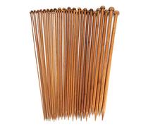 Ferri da Maglia 36 Pezzi, Set di Ferri da Maglia in Legno da 2 Mm a 10 Mm Ferri da Maglia Dritti a Punta Singola Lunghezza 13,6 Pollici con Custodia Arrotolabile