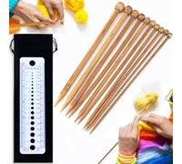 Ferri da Maglia,Ferri da Maglia in Bambù,Ferri Maglia Set,Ferri per Lavorare a Maglia 2.5 mm a 8 mm per Principianti o Professioniste(20 Pezzi/10 Coppie)