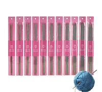 Ferri da maglia in acciaio inox - Starter Kit per maglieria a doppia punta - Set di ferri da maglia dritti in acciaio inox per cappelli, sciarpe,