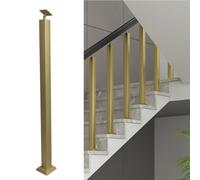 Ferri per scale, Montante for scale quadrato for interni - Mandrini for ringhiere in metallo regolabili a 180°(Gold,H75cm(W4cm))