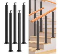 Ferri per scale, Montanti for balaustre in metallo quadrati for scale - Staffa angolare regolabile a 270° for tutte le stagioni(5pack,85cm)