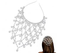 Ferricult Copricapo di perle, catena con strass Art Déco Accessorio per capelli stile flapper anni '20 ruggenti per donne, feste, nozze vintage in argento, Día de Pascua