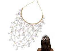 Ferricult Copricapo di perle, catena con strass Art Deco Accessorio per capelli stile flapper anni '20 ruggenti per donne, feste, matrimoni vintage, dorati, Día de Pascua