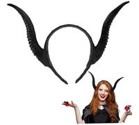 Ferricult Fascia per capelli con corna da diavolo, fascia per capelli con corna di capra gotiche nere per costumi di Halloween, accessori fotografici, decorazioni natalizie