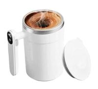 Ferricult Tazza da caffè con agitazione automatica Tazza da caffè con agitazione automatica da 400 ml con display della temperatura da elettrica ricaricabile con coperchio e manico per ufficio, cas