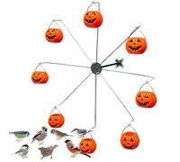 Ferris Wheel Bird Feeder, Outdoor Hummingbird Station, Pumpkin Bucket Design, 23.62x23.62x9.84 Inches, Decorative Halloween Theme, for Yard, Patio, Fence, Tree, Lawn, Backyard Viewing