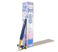 Ferris Wheel Press , Bijou, penna stilografica Blue Revelry, doppia placcatura in oro, finitura laccata zaffiro, pennino in acciaio bicolore, pennino fine