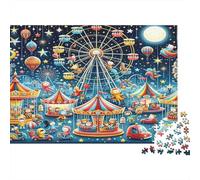 Ferris Wheel Puzzle 1000 Pezzi Materiale Riciclabile Carnival Art Puzzles per Anziani Allentare La Demenza Senile Fun Activity Grande Regalo Idea 70x50cm/1000pcs
