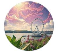 Ferris Wheel Puzzle Rotondo 1000 Pezzi Rompicapo Per Adulti E Bambini Kirche Building Scenery Church Park Multicolore Perfetto Impossibile Creativo Colorato Giocattolo Regalo 1000pcs (67.5x67.5cm)