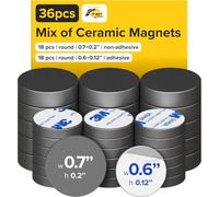 Ferrite Magnete 36 Pack Include 18 of 0.7" x 0.2" Non-Adhesive and 18 of 0.6" x 0.12" Adhesive