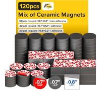 Ferrite Magneti 120 Pack Include 60 of 0.7" x 0.2" Non-Adhesive,30 of 0.7" x 0.12" VHB Adhesive and 30 of 0.8" x 0.2" Squares