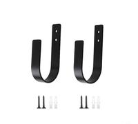 Ferro a forma di U fermatenda nero montaggio a parete design curvo sicuro salvaspazio include hardware per tende asciugamani uso commerciale residenziale (YH021-2 confezione da due)