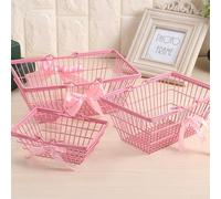 Ferro aerodinamico per mini cestino con fiocco dettagliato, progettato per riporre in modo efficiente cosmetici, gioielli, penne e biglietti (medio)