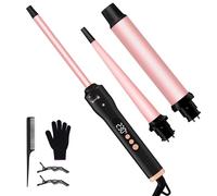 Ferro arricciacapelli 3 in 1 con 3 ceramiche intercambiabili da 12 a 32 mm, 13 livelli di temperatura, riscaldamento rapido, doppia volta, ferro arricciacapelli per grandi piccoli ricci, fornito con