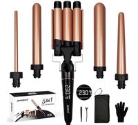Ferro Arricciacapelli 5 in 1, 3 Barili da 25 mm, LCD 80°C - 230°C Temperatura Regolabile Ceramica con Ferri di Diverso Diametro, Riscaldamento rapido 20 secondi, per tutte le acconciature
