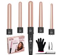 Ferro Arricciacapelli 5 in 1, Ondulatore Modellatore con Display LCD e Temperatura Regolabile 80°C - 230°C, Piastra Onde per Capelli con 9-32 mm Ferri di Diverso, Guanto, 2 Clip, Adatto a Tutte