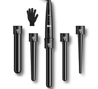 Ferro Arricciacapelli 5 in 1 Ondulatore Modellatore Multifunzione Schermo LCD 80°C - 230°C Temperatura Regolabile Ceramica con Ferri di Diverso Diametro ET-W301(Nero)