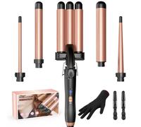 FERRO ARRICCIACAPELLI 5 IN 1 SET MULTIFUNZIONE RIVESTIMENTO CERAMICA CAPELLI OND