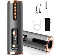 Ferro Arricciacapelli Automatico, Piastra per Capelli Ricaricabile Senza Fili, 6 Temperature, 8-18s Timer, Rivestimento in Ceramica Tormalina, Auto Spegnimente, Promemoria intelligente, Display a LED