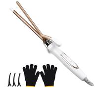 Ferro arricciacapelli in ceramica da 9 mm 120-220 °C, 30 secondi di calore rapido, viene fornito con un paio di guanti e 3 fermagli per capelli, adatto per capelli africani lunghi e corti