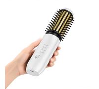 Ferro arricciacapelli senza fili, spazzola rotonda riscaldata da viaggio, ferro arricciacapelli con 200 milioni di ioni negativi, 3,8 cm, mini USB ricaricabile, senza fili, per donne, bianco