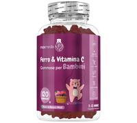 Ferro Bambini con Vitamine Gommose, 120 Caramelle Vegane ai F C Vitamina + Ferro