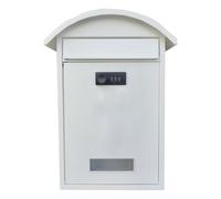 Ferro Bianco Cassetta Postale con Codice, da Parete per Ufficio | Sicurezza con Serratura a Combinazione, Capienza Ampia, Stile Elegante e Decorativo, per Portico