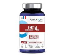 Ferro Bisglicinato 14 mg 60 Capsule Vitamine B9 B12 - Granions | Ferro bisglicinato con vitamine B9, B12 e B2, energia e riduzione della stanchezza, gravidanza, vegan, 2 mesi