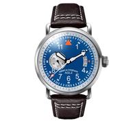 Ferro & Co. AGL 2 Automatico Acciaio Pelle Blu Data 24H Aviatore Orologio Uomo