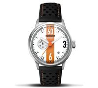 Ferro & Co. Race Master Automatico Acciaio Pelle Nero Data Arancio Orologio Uomo