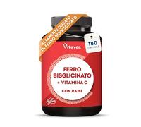 Ferro con Vitamina C - Alta Biodisponibilità (Ferro Bisglicinato Chelato) - Per Energia e Sistema Immunitario - Vegano, Senza Additivi - 180 Capsule - Vitavea