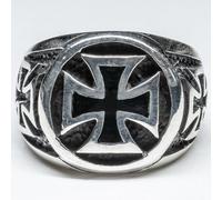 Ferro Croce Maltese 925 Argento Anello Sigillo Celtico Motociclista Schwartz M-Z