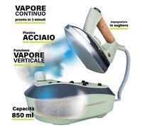 Ferro Da stiro a Vapore 2000W Dimensioni 36x19 x h 26 cm 40/45 g/min Capacita Caldaia 850 ML Voltaggio: 220-240 V colore Verde verde